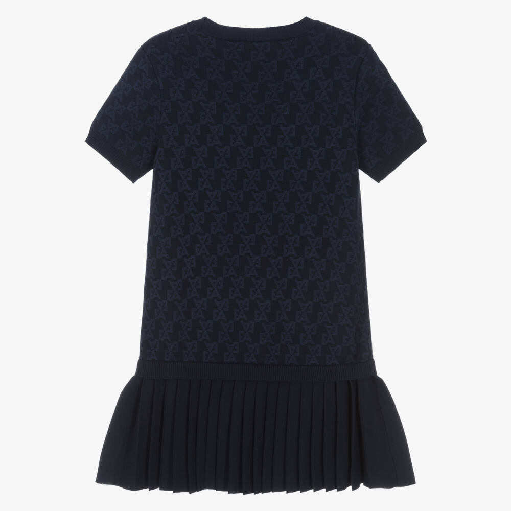 Emporio Armani-فستان بشعار EA جاكار محبوك لون كحلي | Childrensalon