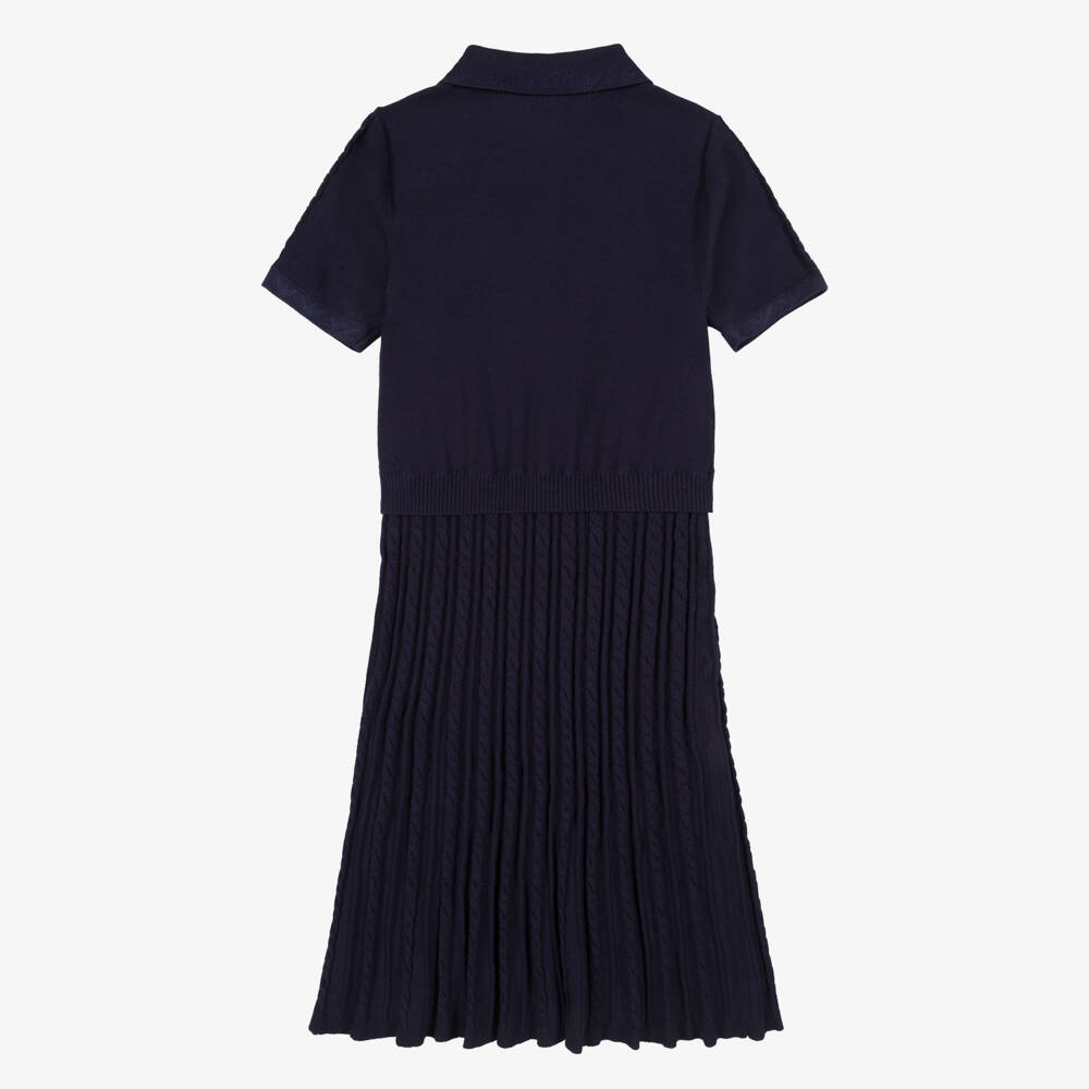 Emporio Armani-Girls Navy Blue Knitted Dress | Childrensalon