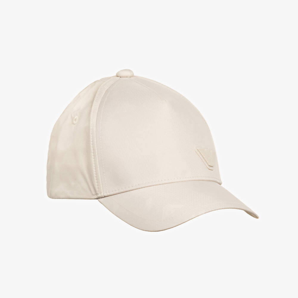 Emporio Armani-Girls Pale Beige Cap with Eagle Logo | Childrensalon