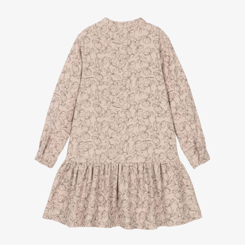 Emporio Armani-Girls Pale Pink Corduroy Floral Print Dress | Childrensalon