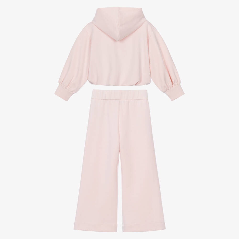 Emporio Armani-Girls Pale Pink Hooded Tracksuit | Childrensalon