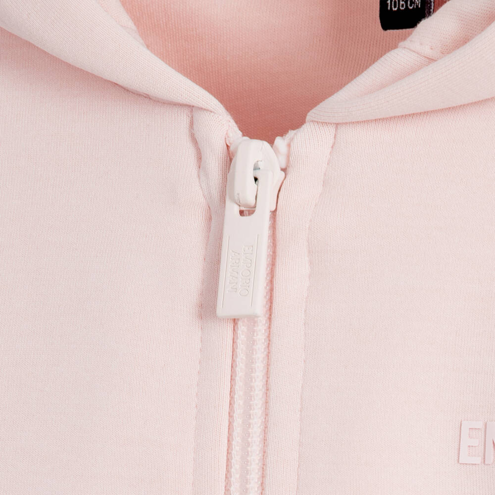 Emporio Armani-Girls Pale Pink Hooded Tracksuit | Childrensalon