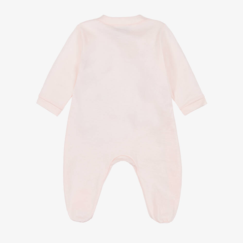 Emporio Armani-Girls Pink Cotton Bear Logo Babygrow | Childrensalon