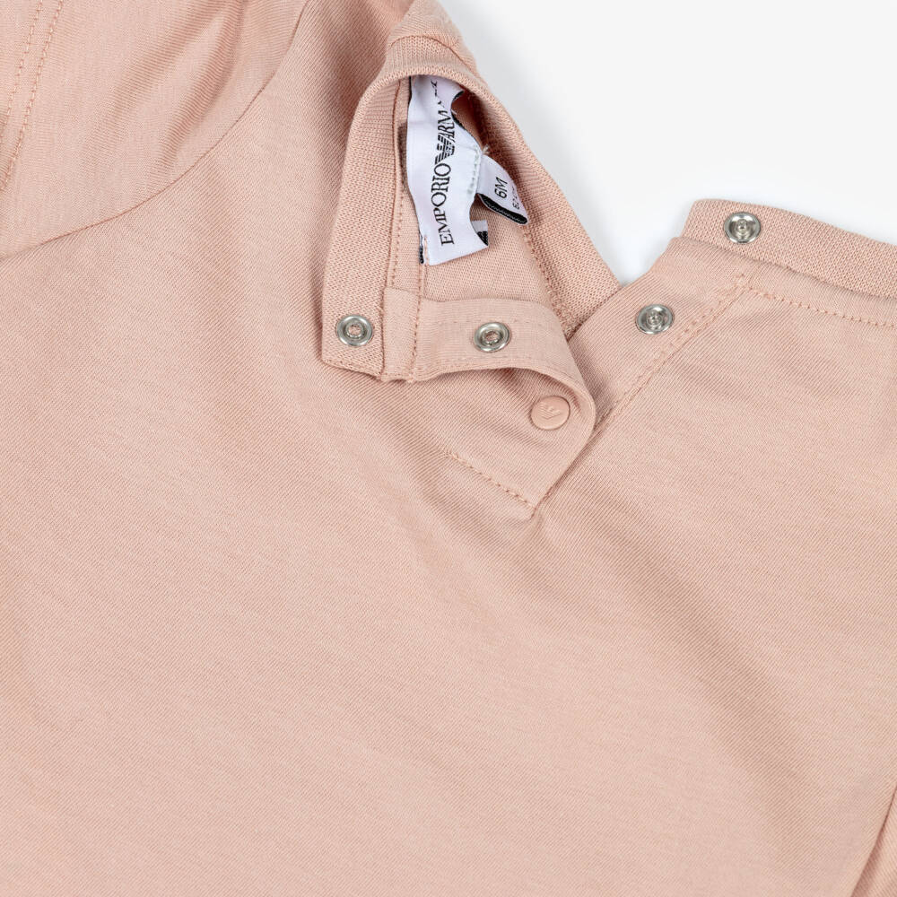 Emporio Armani-Girls Pink Cotton Embroidered Tonal Logo T-Shirt | Childrensalon