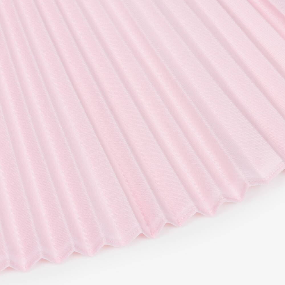Emporio Armani-Girls Pink Cotton Piqué Pleated Dress | Childrensalon