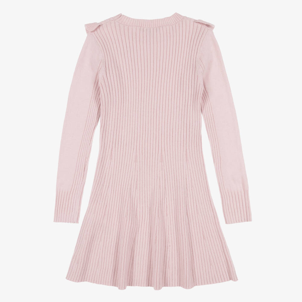 Emporio Armani-Girls Pink Ribbed Fit & Flare Dress | Childrensalon