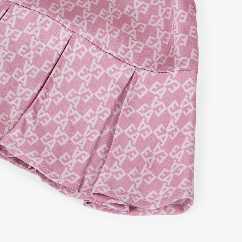 Emporio Armani-Girls Pink Satin EA Logo Dress | Childrensalon