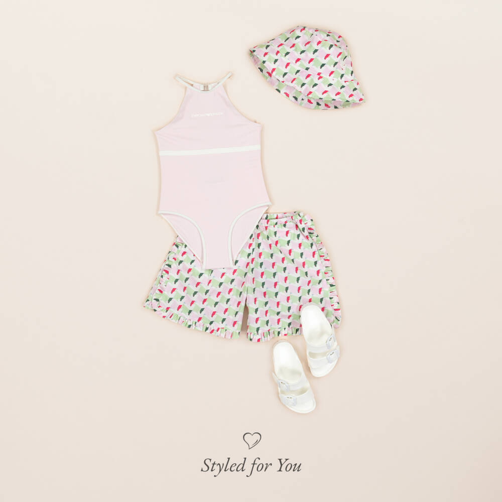 Emporio Armani-Girls Pink Swimsuit | Childrensalon