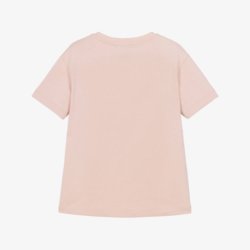 Emporio Armani-Girls Pink T-Shirt with Gold EA Print | Childrensalon