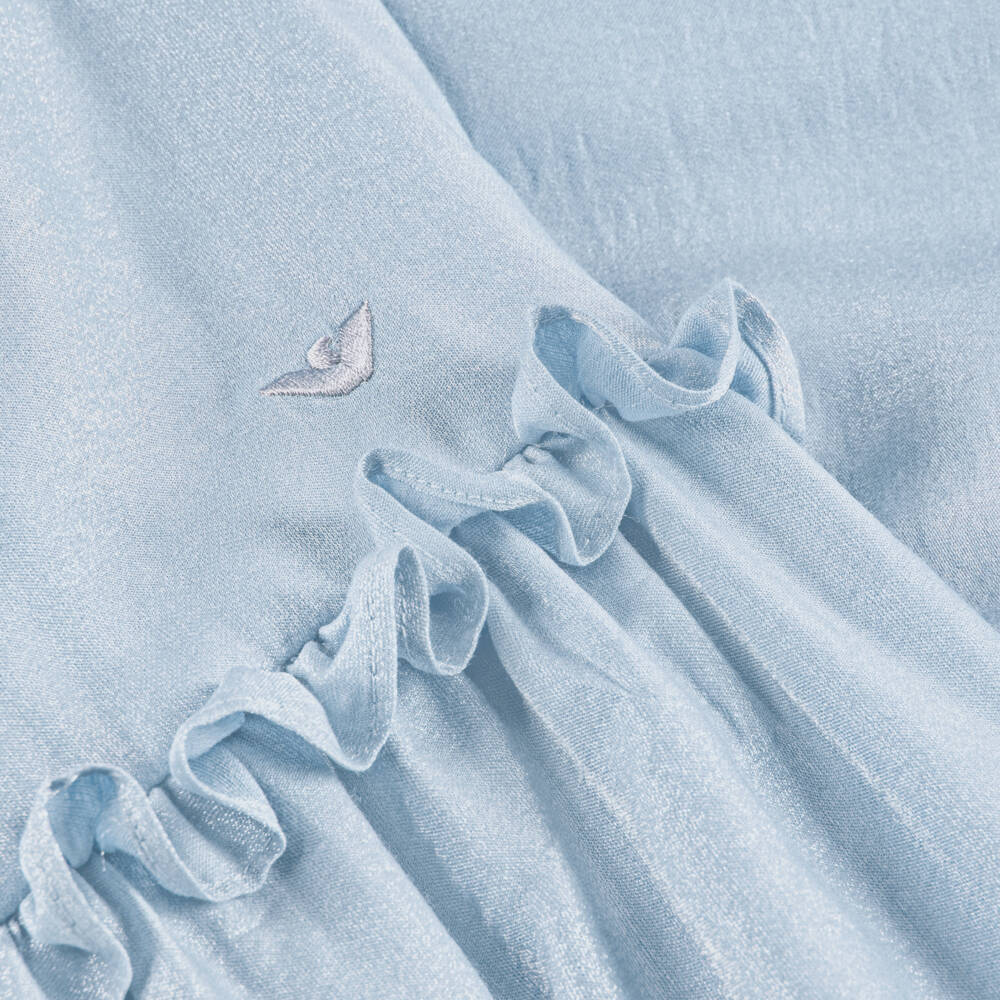 Emporio Armani-Girls Shimmery Light Blue Ruffled Dress | Childrensalon