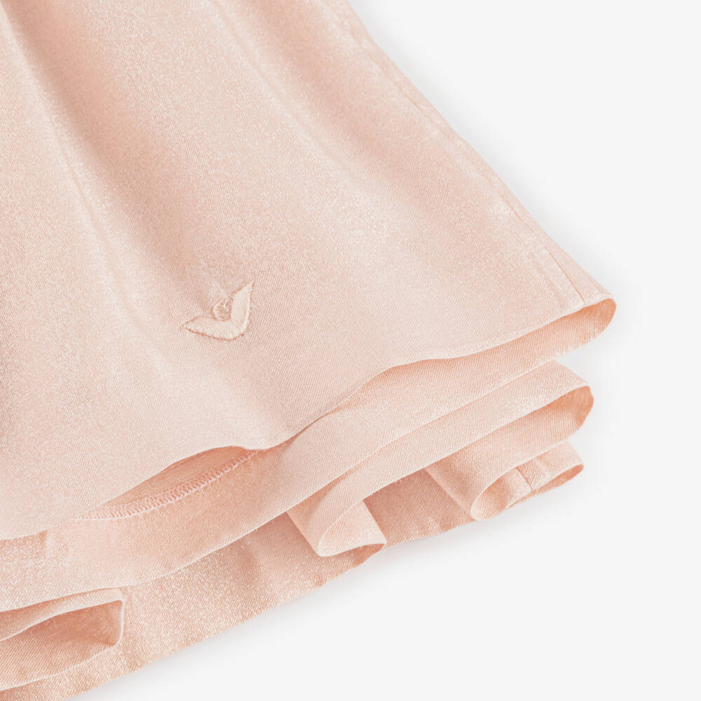 Emporio Armani-Girls Shimmery Pale Pink Ruffled Dress | Childrensalon