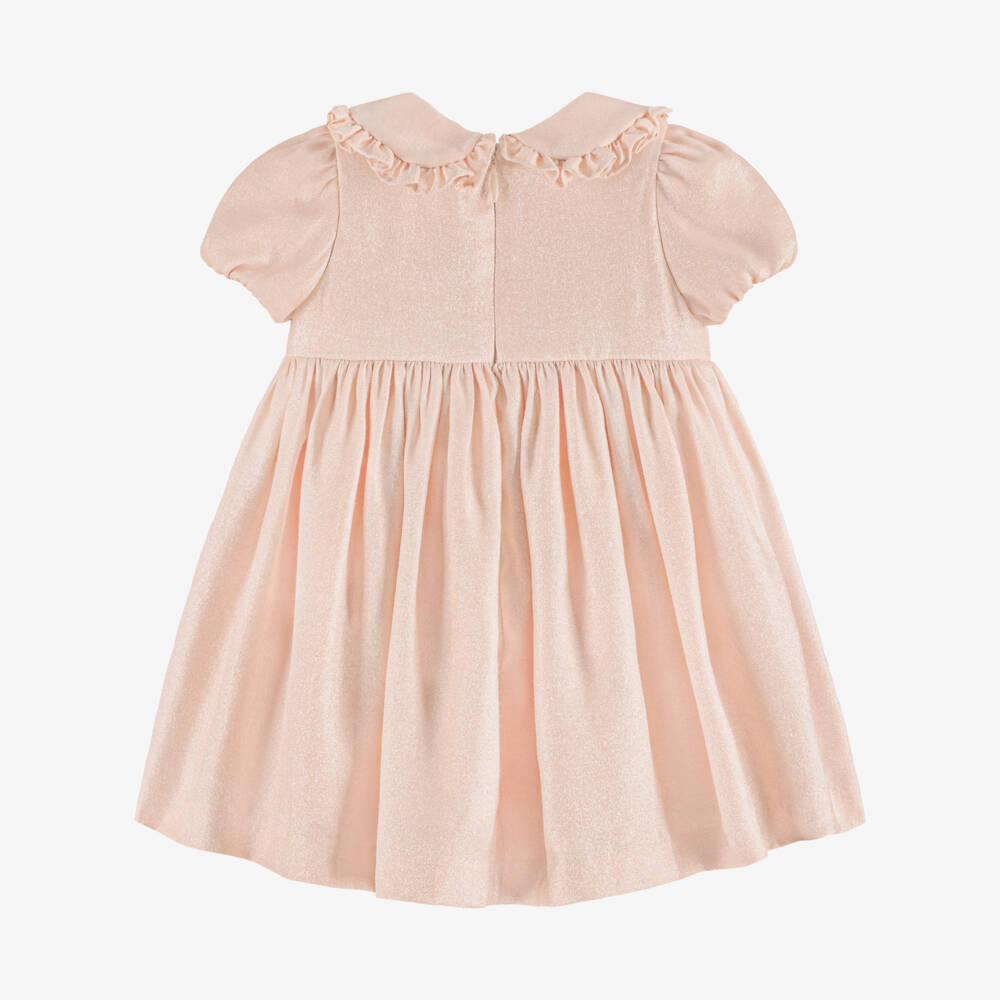 Emporio Armani-Girls Shimmery Pale Pink Ruffled Dress | Childrensalon