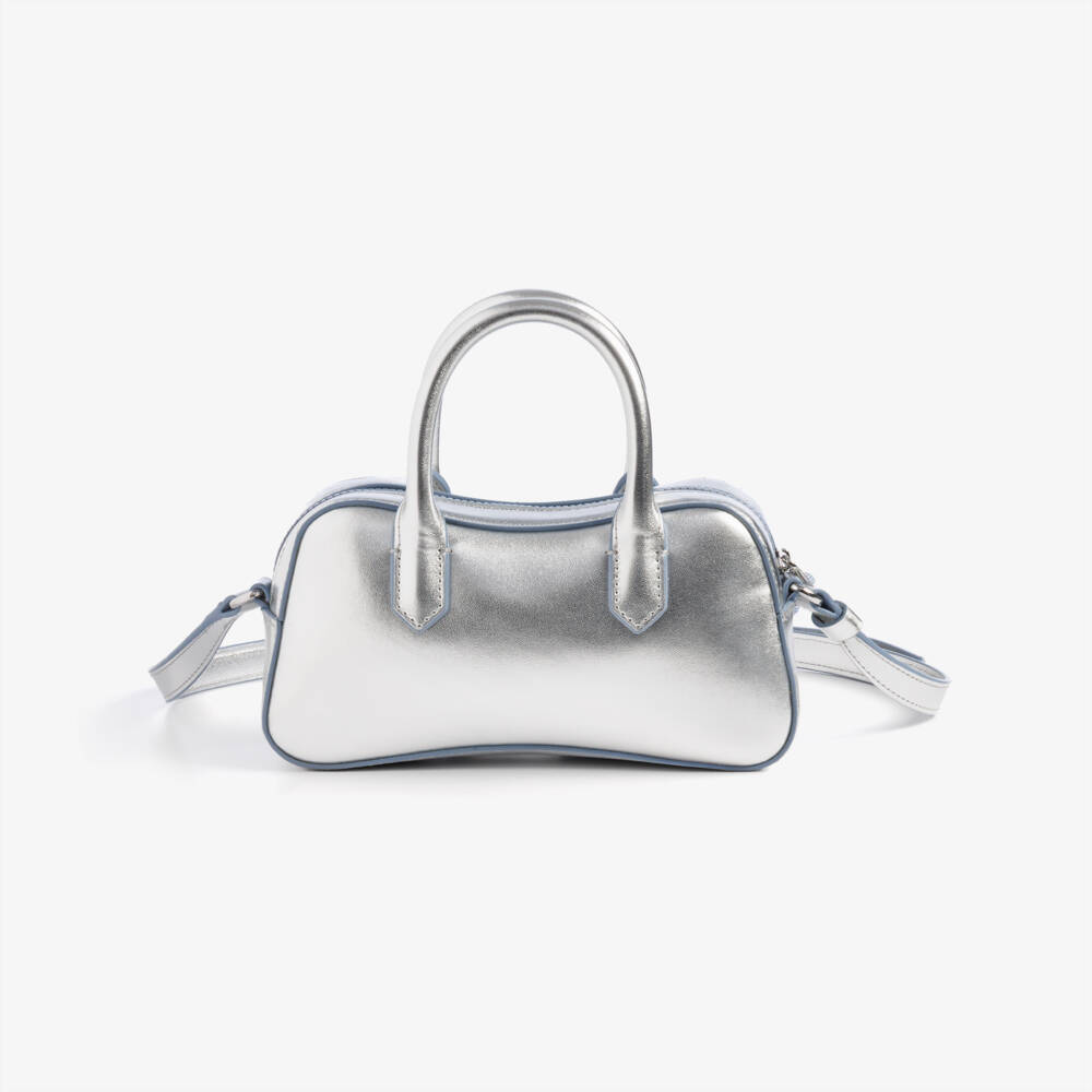 Emporio Armani-Girls Silver Faux Leather Cross Body Bag (18cm) | Childrensalon