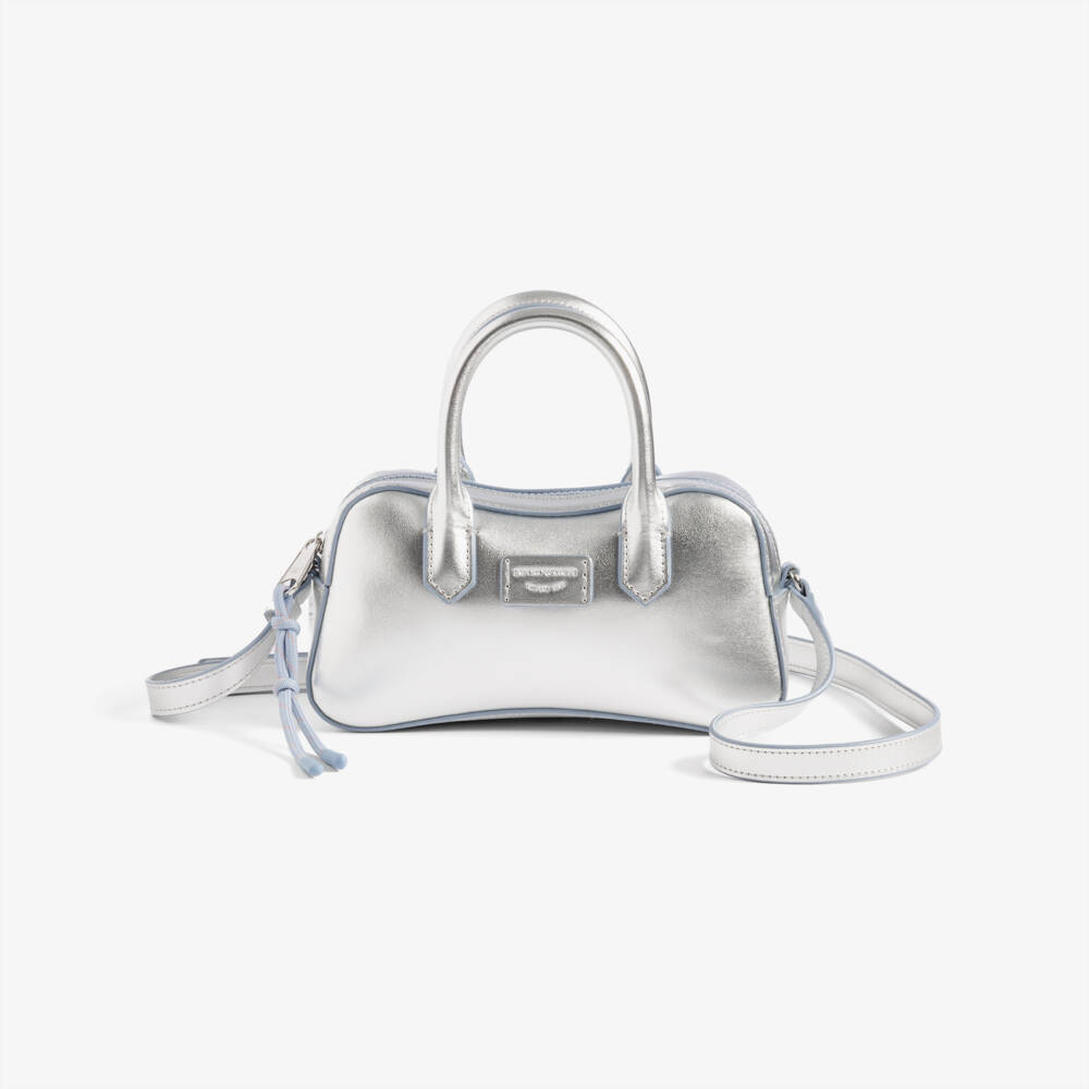 Emporio Armani-Girls Silver Faux Leather Cross Body Bag (18cm) | Childrensalon