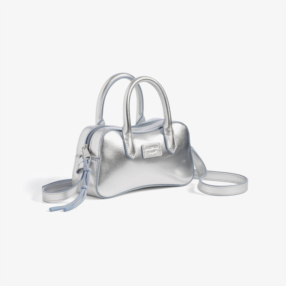 Emporio Armani-Girls Silver Faux Leather Cross Body Bag (18cm) | Childrensalon