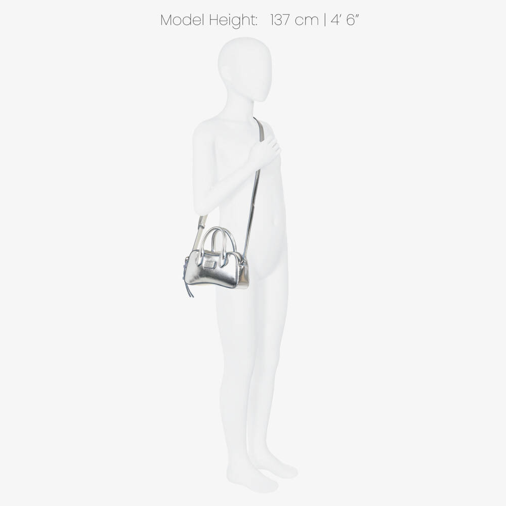 Emporio Armani-Girls Silver Faux Leather Cross Body Bag (18cm) | Childrensalon