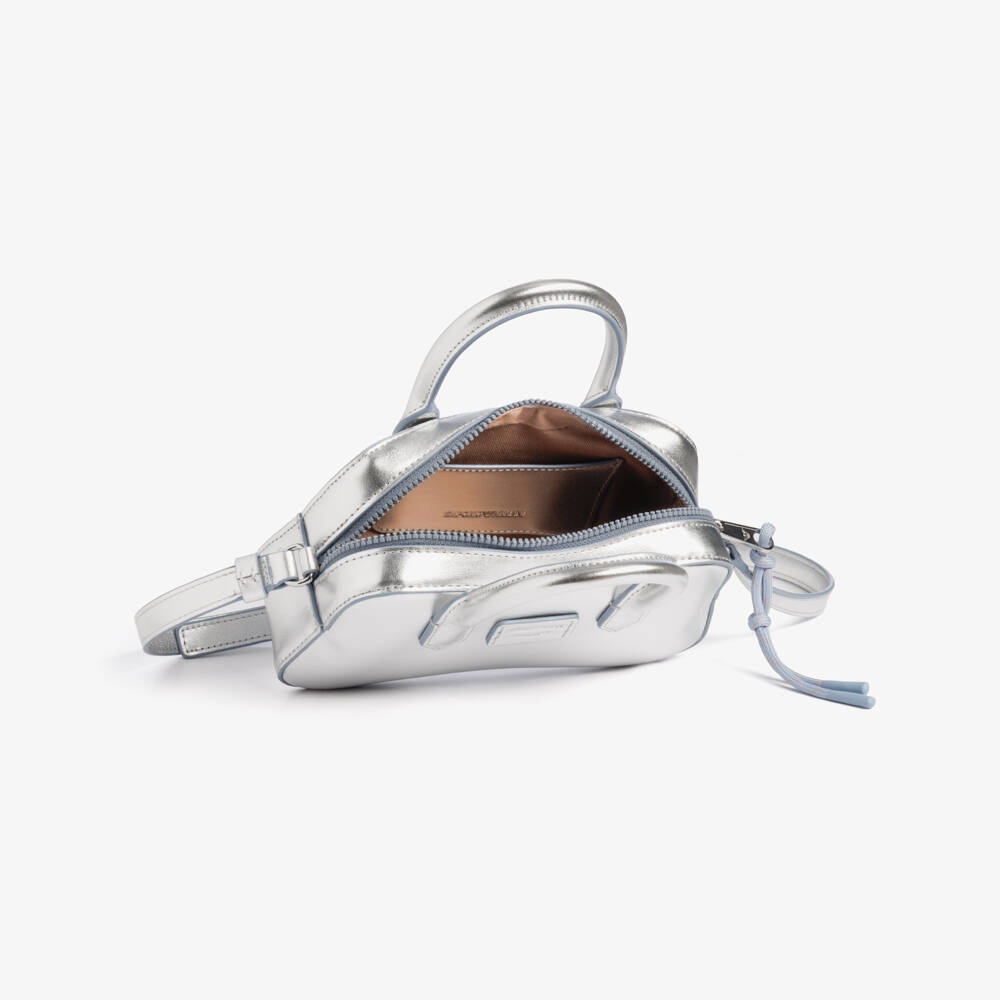 Emporio Armani-Girls Silver Faux Leather Cross Body Bag (18cm) | Childrensalon