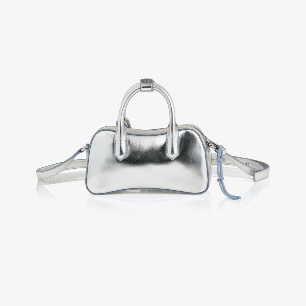 Emporio Armani-Girls Silver Faux Leather Cross Body Bag (18cm) | Childrensalon