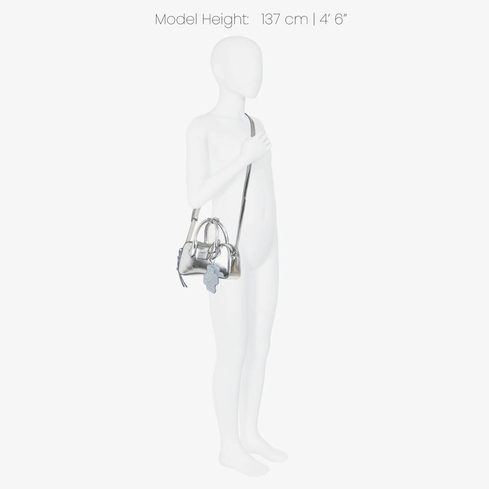 Emporio Armani-Girls Silver Faux Leather Cross Body Bag (18cm) | Childrensalon