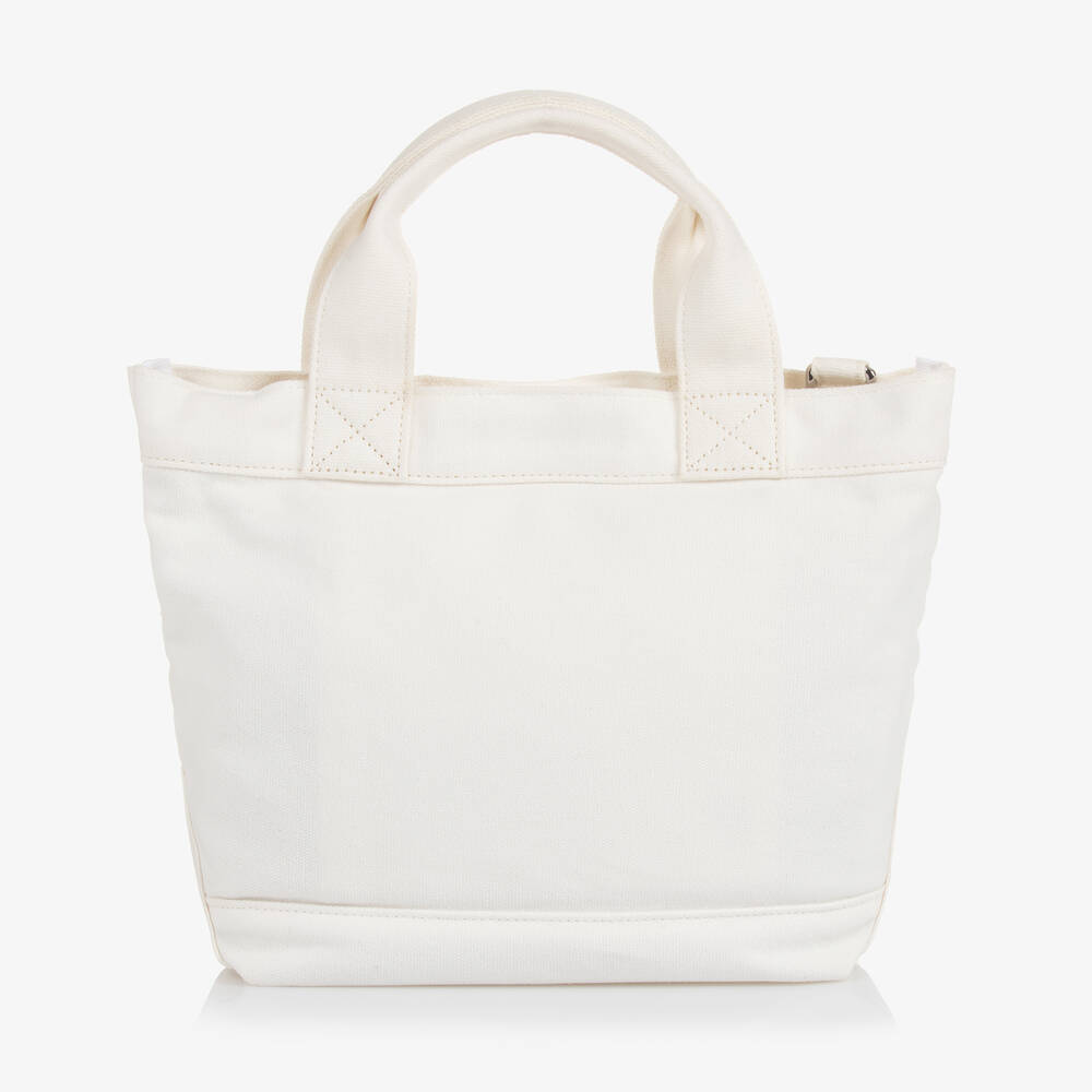 Emporio Armani Girls Canvas Logo Tote Bag in Ivory (29cm)