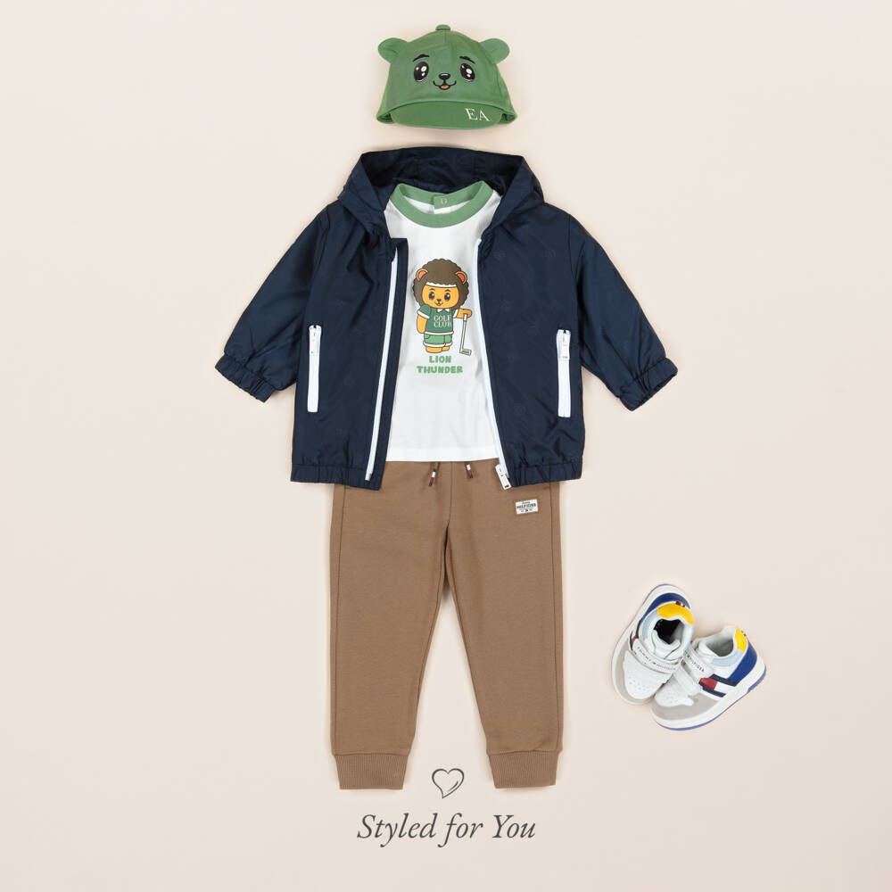 Emporio Armani-Green Cotton Bear Cap | Childrensalon
