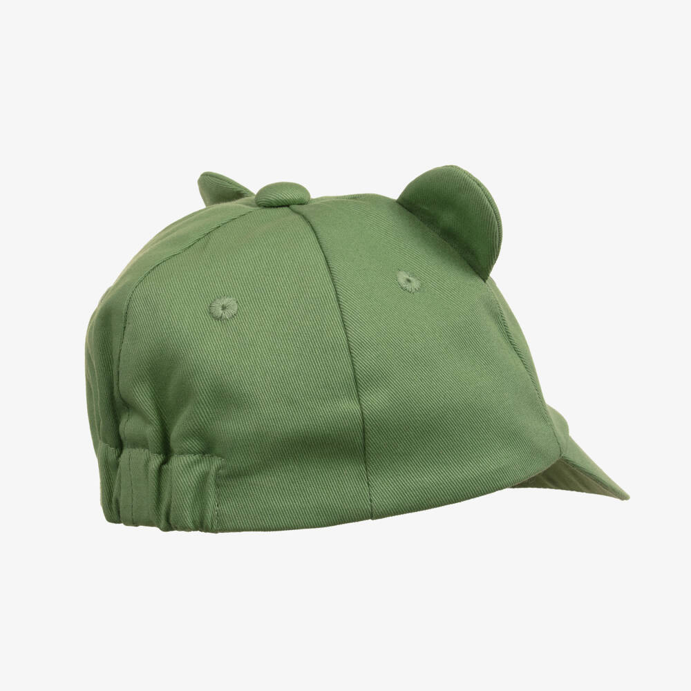 Emporio Armani-Green Cotton Bear Cap | Childrensalon