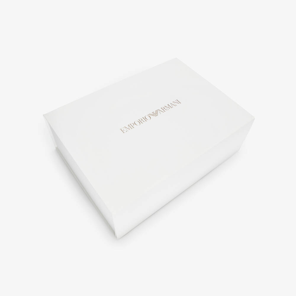 Emporio Armani-Pale Beige Cotton Eagle Logo Padded Blanket (71cm) | Childrensalon