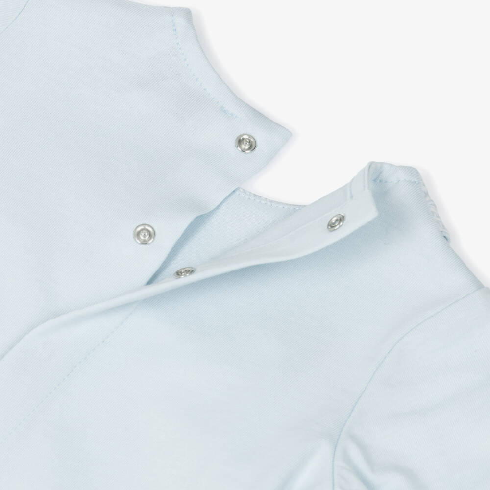 Emporio Armani-Pale Blue Cotton Babygrow Set with EA Logo Trims | Childrensalon