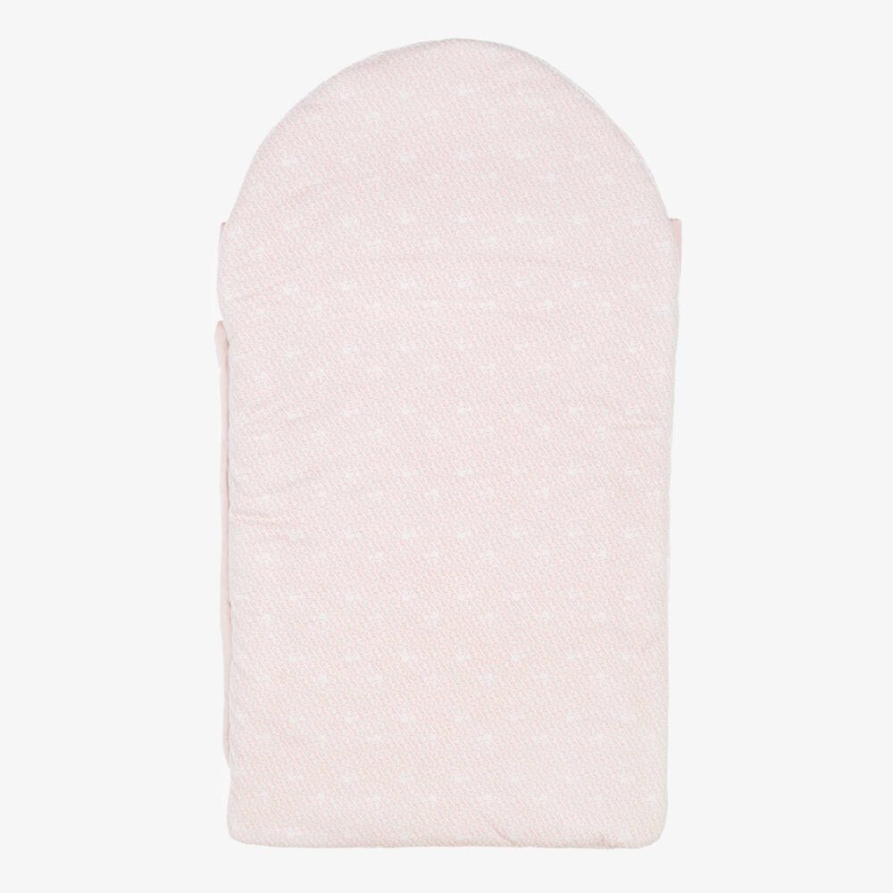 Emporio Armani-Pink EA Logo Pattern Cotton Jersey Nest (74cm) | Childrensalon