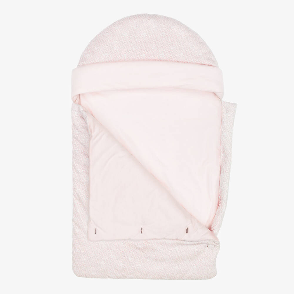 Emporio Armani-Pink EA Logo Pattern Cotton Jersey Nest (74cm) | Childrensalon