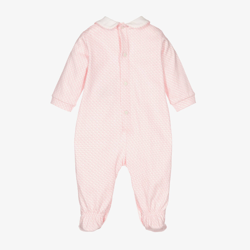 Emporio Armani-Pink & Ivory Cotton Babygrow | Childrensalon