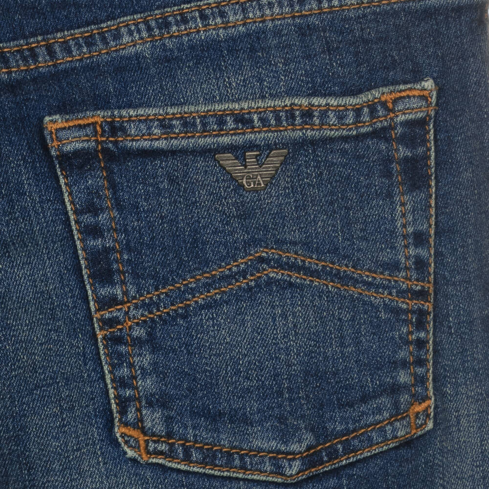 Emporio Armani-جينز تينز ولادي قطن دنيم لون أزرق داكن | Childrensalon