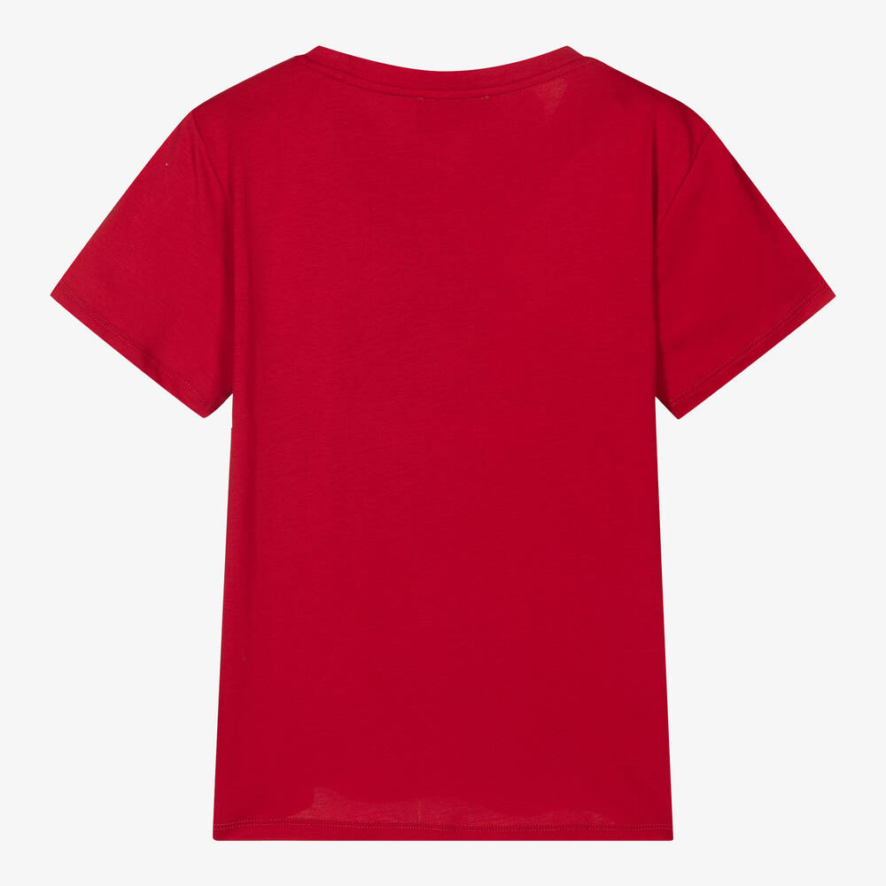 Emporio Armani-تيشيرت قطن لون أحمر للمراهقين | Childrensalon