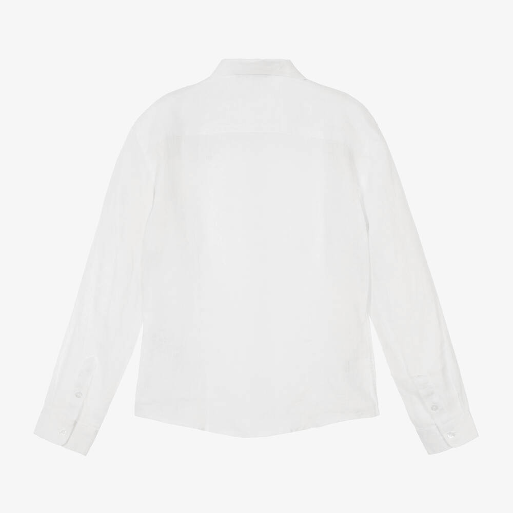 Emporio Armani-قميص كتان لون أبيض تينز ولادي | Childrensalon