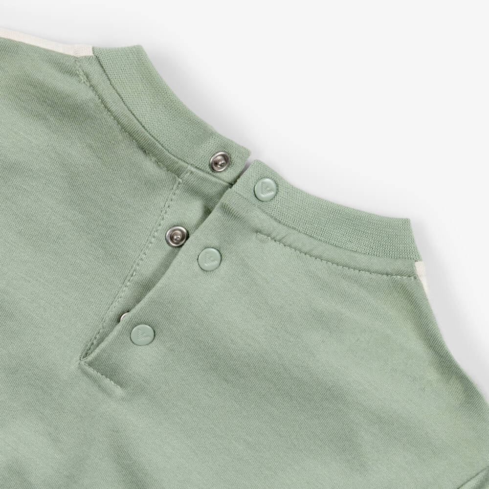 Emporio Armani-Toddler Boys Green & Ivory Colourblock T-Shirt | Childrensalon