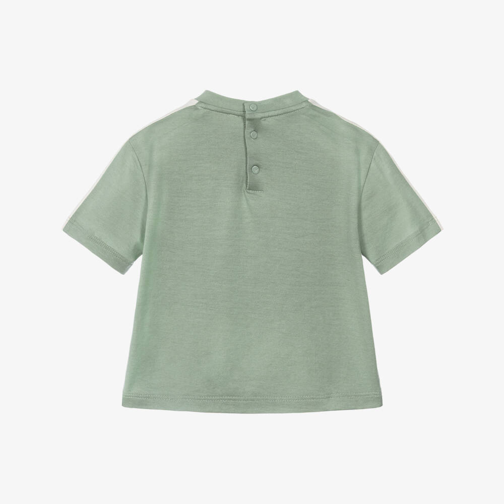 Emporio Armani-Toddler Boys Green & Ivory Colourblock T-Shirt | Childrensalon