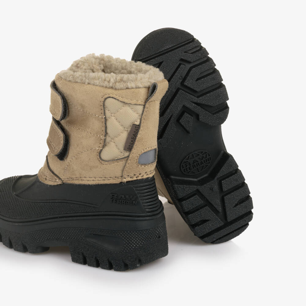 EN FANT-بوت للثلج مطاط وشامواه صناعي لون بيج وأسود | Childrensalon