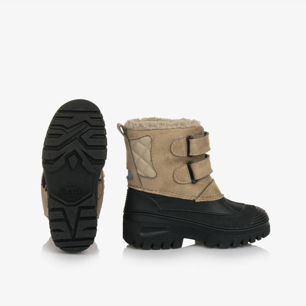 EN FANT-بوت للثلج مطاط وشامواه صناعي لون بيج وأسود | Childrensalon