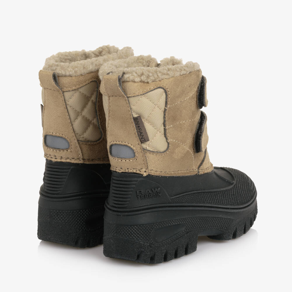 EN FANT-بوت للثلج مطاط وشامواه صناعي لون بيج وأسود | Childrensalon