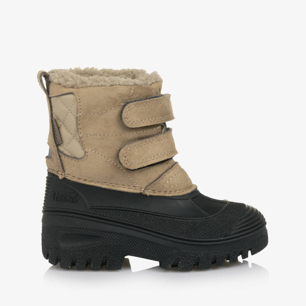 EN FANT-بوت للثلج مطاط وشامواه صناعي لون بيج وأسود | Childrensalon
