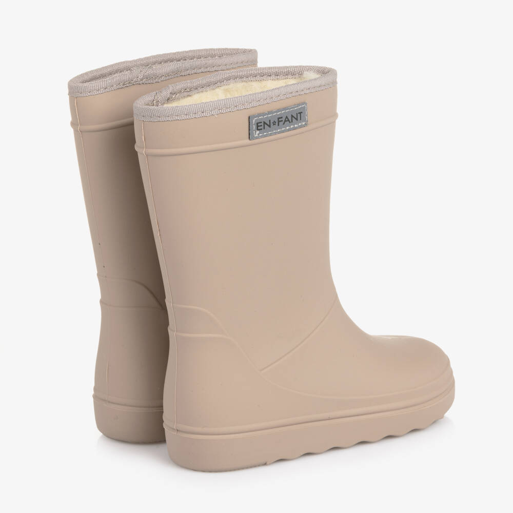 EN FANT-Beige Thermal Waterproof Rain Boots | Childrensalon