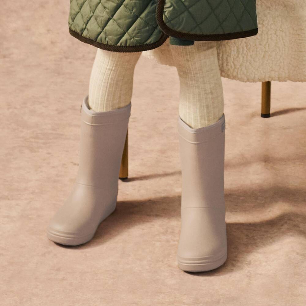 EN FANT-Beige Thermal Waterproof Rain Boots | Childrensalon