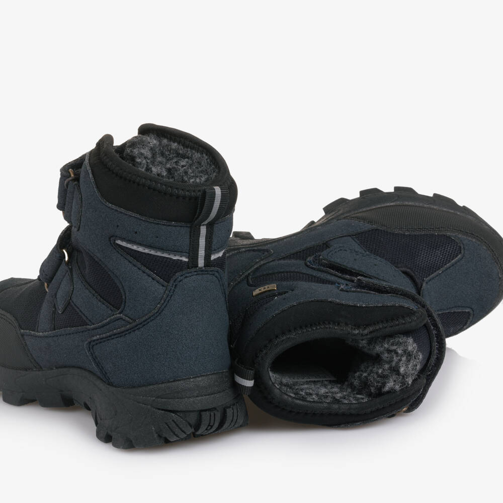 EN FANT-Blue Faux Suede & Mesh Velcro Snow Boots | Childrensalon
