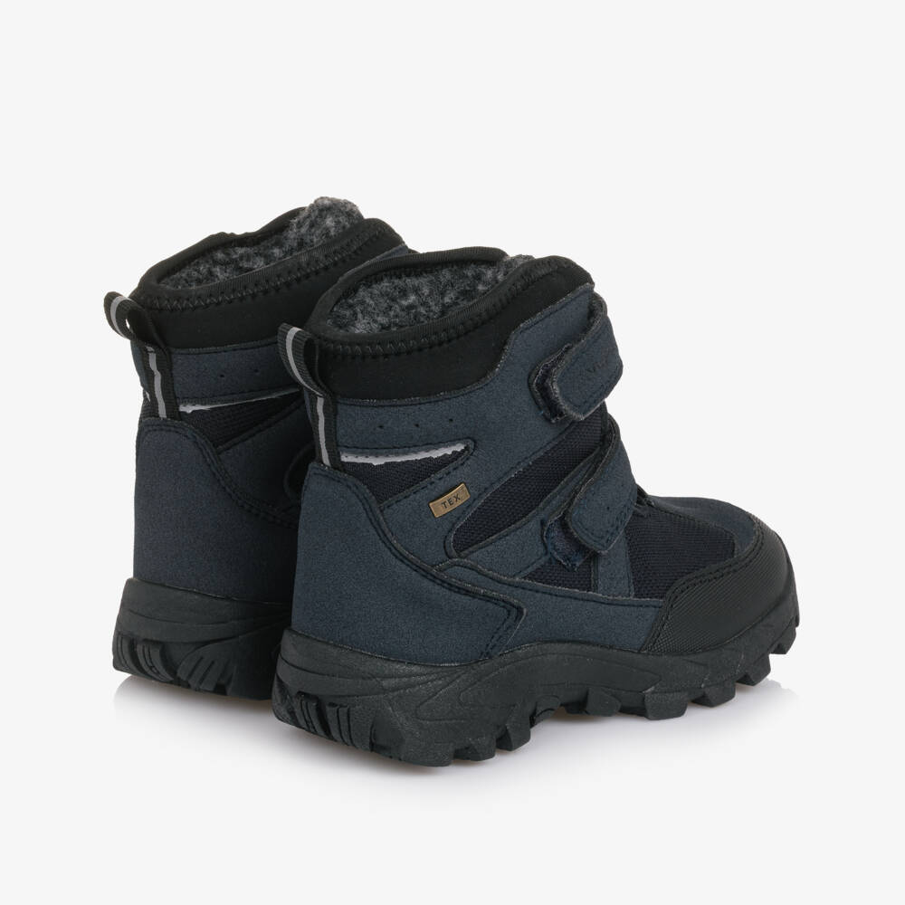 EN FANT-Blue Faux Suede & Mesh Velcro Snow Boots | Childrensalon