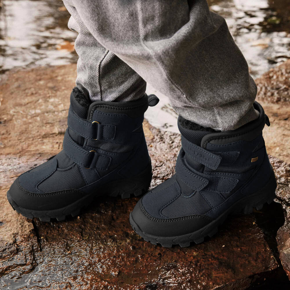 EN FANT-Blue Faux Suede & Mesh Velcro Snow Boots | Childrensalon