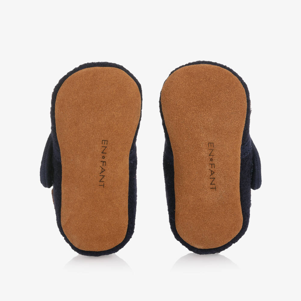 EN FANT-Тапочки синие из вяленой шерсти с динозаврами для мальчиков | Childrensalon