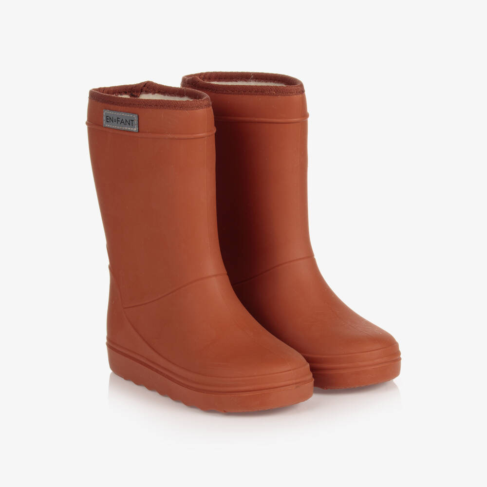 EN FANT-Brown Thermal Rain Boots | Childrensalon