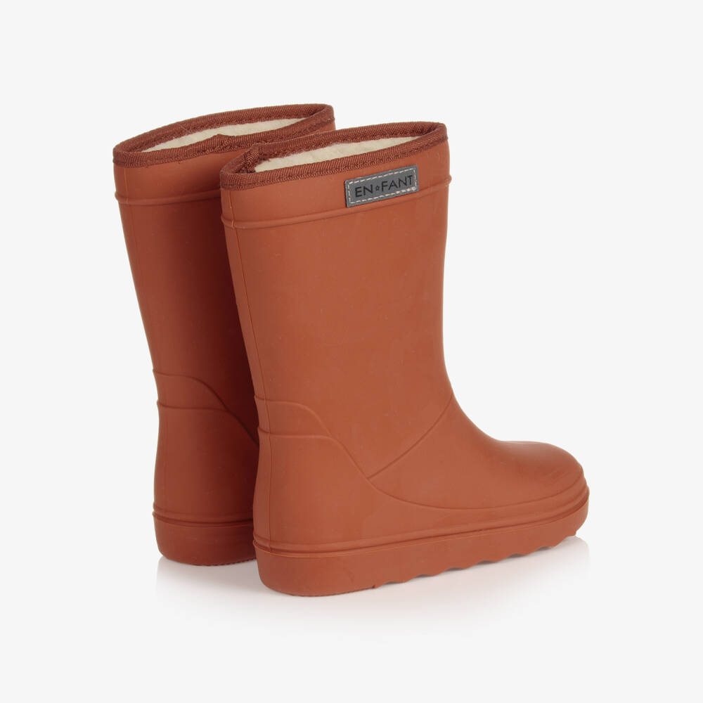 EN FANT-Brown Thermal Rain Boots | Childrensalon