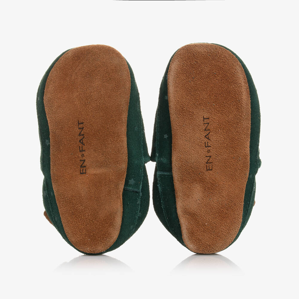 EN FANT-Green Suede Star Slippers | Childrensalon