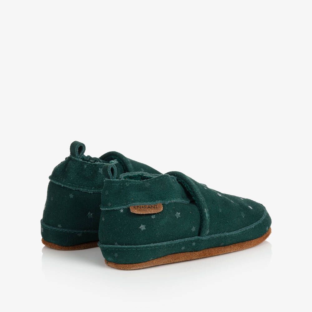 EN FANT-Green Suede Star Slippers | Childrensalon